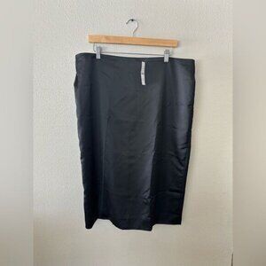 NWT J Crew No 3 Pencil Skirt Structured Satin Elegant Black Midi Skirt Size 18